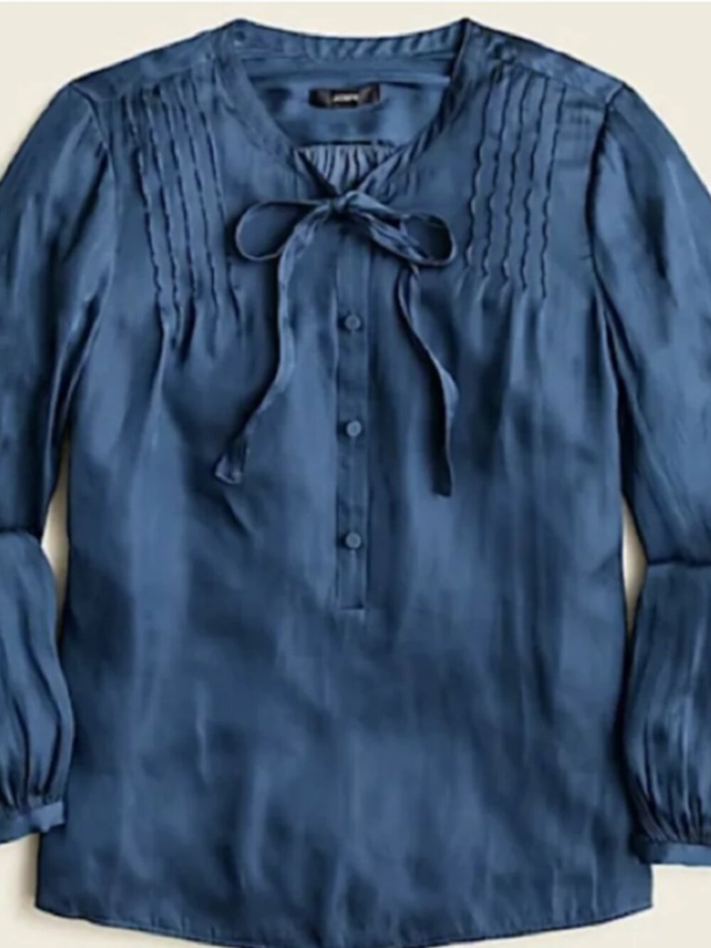 J.Crew Featherweight satin tie-neck top blue -new without tag